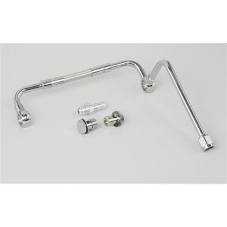 Edelbrock Carburetor Fuel Line - 6 AN Male Inlet - 5/8-20 in Dual Outlets - Chrome - Edelbrock Thunder AVS Carburetors