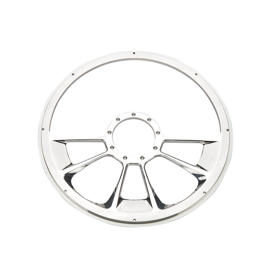 Billet Specialties Grinder Steering Wheel - 15-1/2 in Diameter - 2 in Dish - 3-Spoke - Milled Finger Notches - Billet Aluminum - Polished