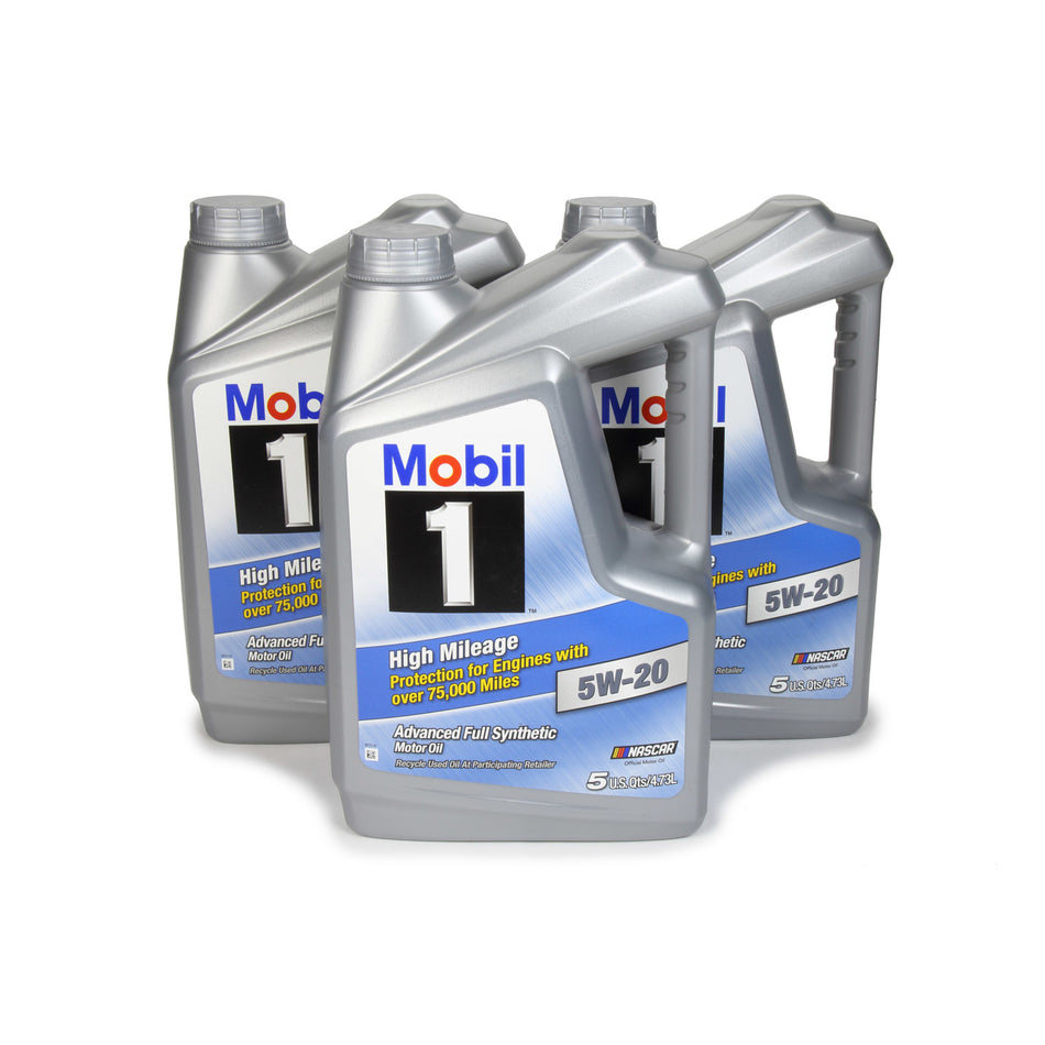 Mobil 1 High Mileage 5W20 Synthetic Motor Oil - 5 Quart (Case of 3)