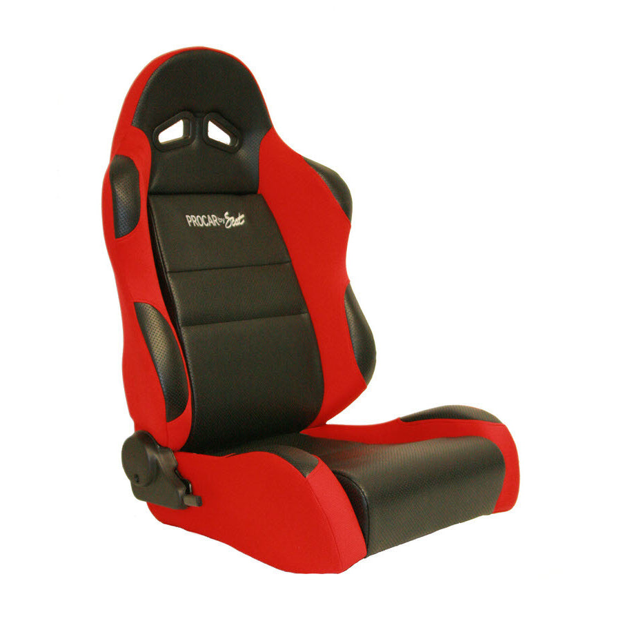 ProCar Sportsman Racing Seat - Right Side - Black Vinyl Inside - Red Velour Wings and Bolsters