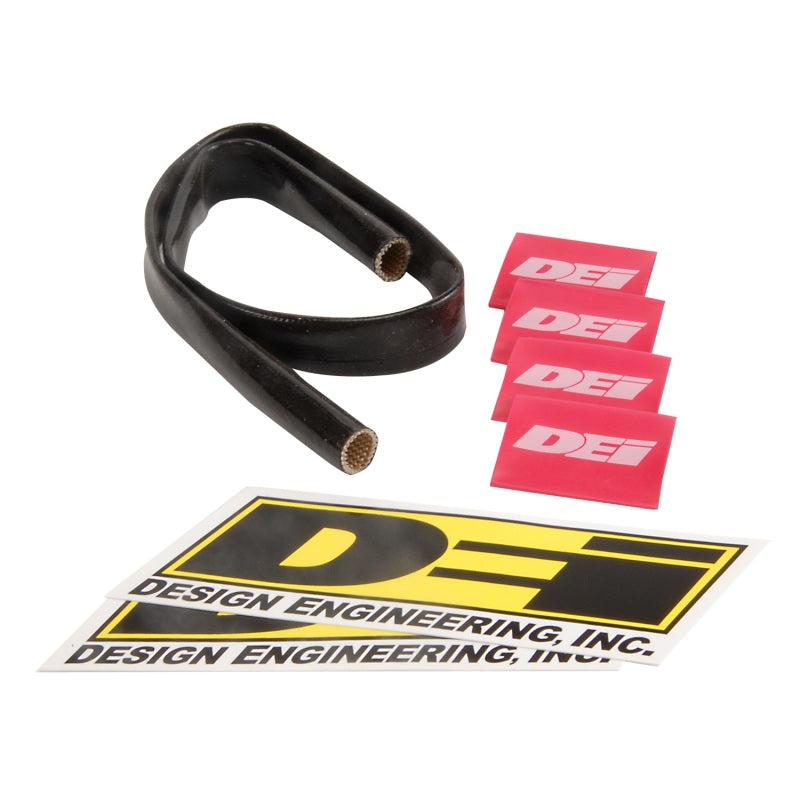 DEI 3/8" ID Hose and Wire Sleeve 1.5 ft 520 F Rating 4 Heat Shrink Sleeves Included - Silicone/Fiberglass