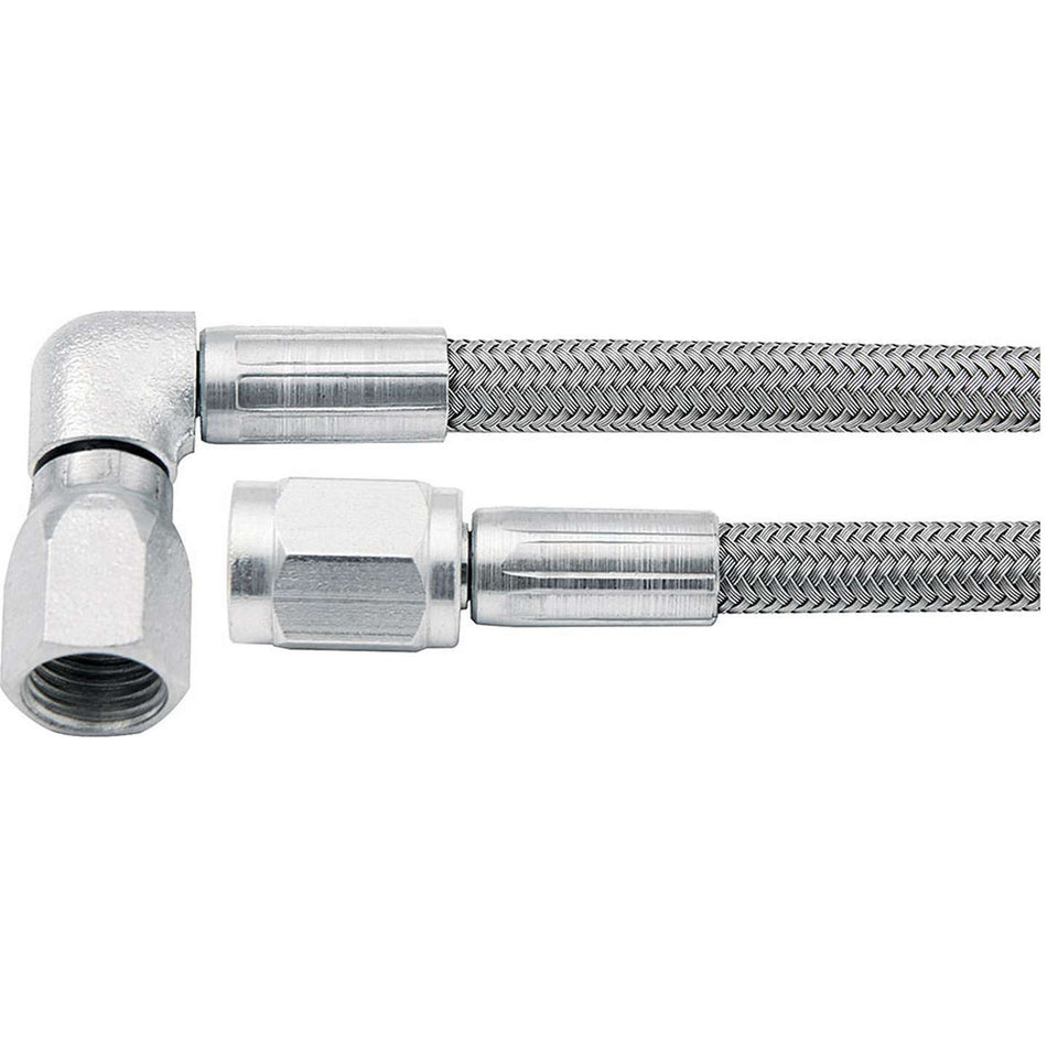 Allstar Performance 10-1/2" #3 Braided Stainless Steel Line w/ -3 Straight End / -3 90 End
