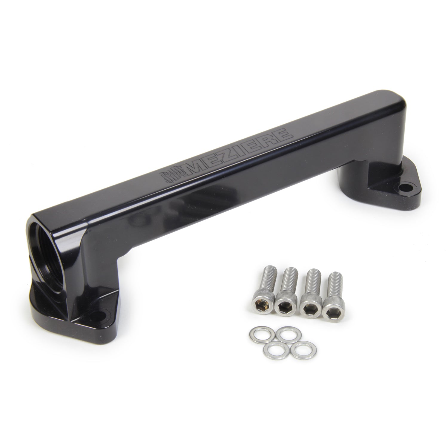 Meziere Water Manifold - 20 AN Female Inlet/Outlet - Black - Big Block Chevy