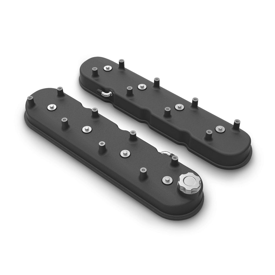 Holley Aluminum Tall LS Valve Covers - Satin Black - Black - GM LS-Series