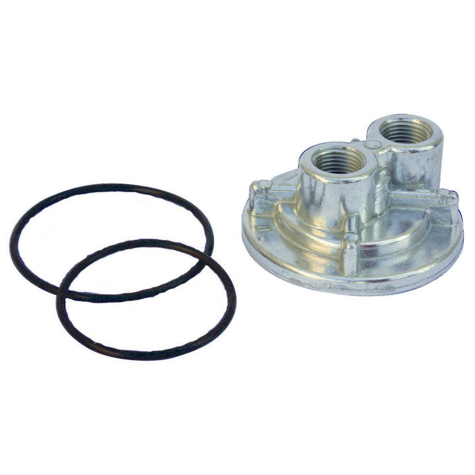 Perma-Cool Bypass Oil Filter Adapter 13/16-16" Center Thread Two 1/2" NPT Female Ports Billet Aluminum - Natural