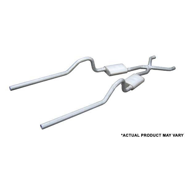 Pypes Crossmember-Back Exhaust System - 2-1/2" Diameter - 2-1/2" Tailpipe - Stainless Mopar B-Body 1966-74