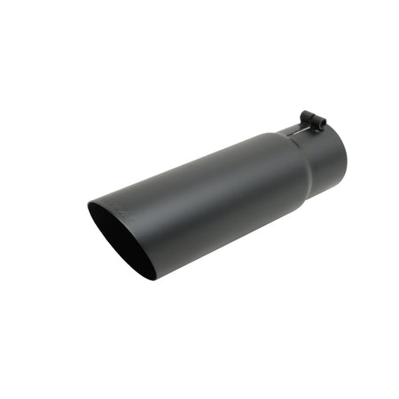 Gibson Clamp-On Exhaust Tip - 2-3/4 in Inlet - 4 in Round Outlet - 12 in Long - Single Wall - Cut Edge - Angled Cut