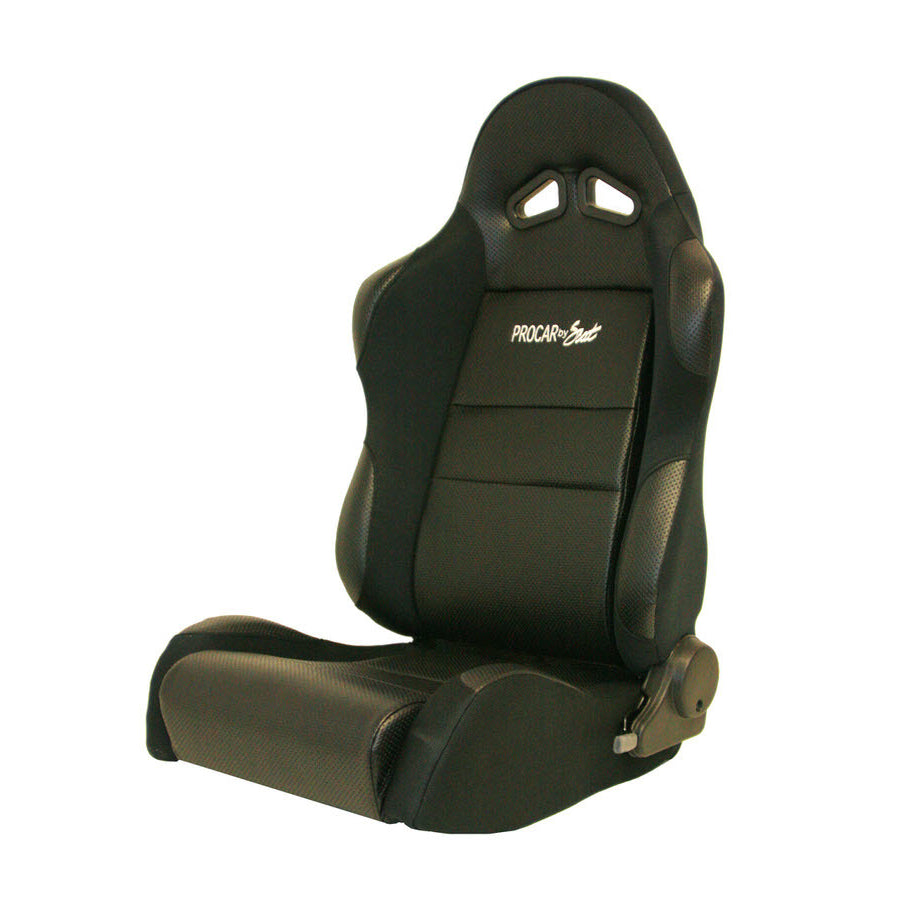 ProCar Sportsman Racing Seat - Left Side - Black Vinyl Inside - Black Velour Wings and Bolsters