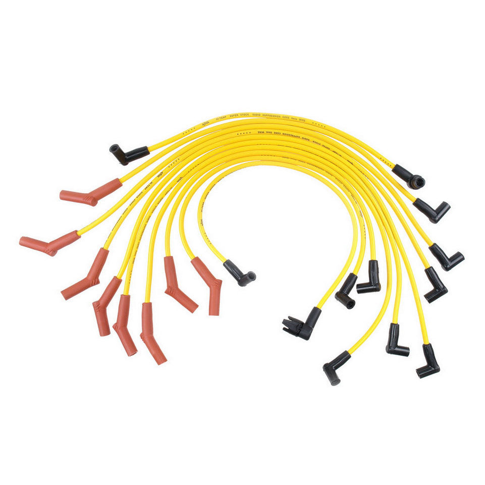 ACCEL Super Stock Spiral Core 8 mm Spark Plug Wire Set - Yellow - Factory Style Boots / Terminals - Ford V8