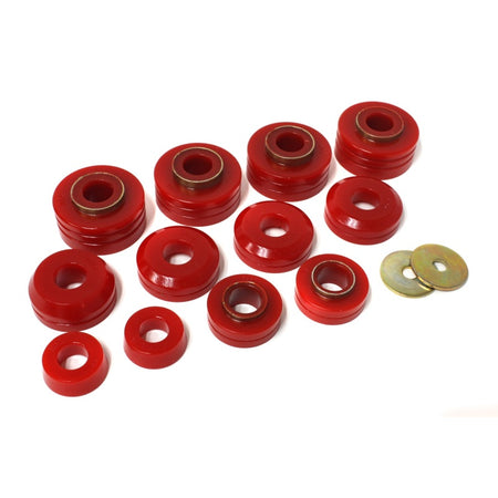 Energy Suspension Hyper-Flex Body Mount Bushing - Red / Cadmium - Ford Fullsize Truck 1965-79