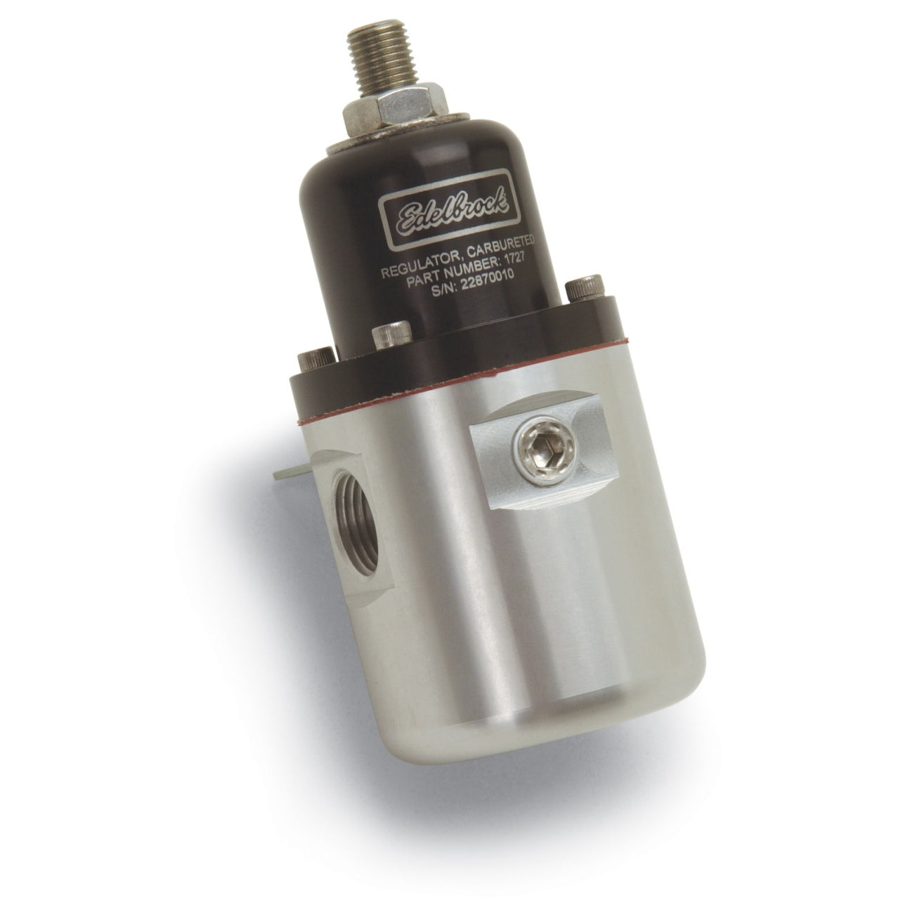 Edelbrock 5-10 psi Fuel Pressure Regulator Inline 10 An Inlets/Outlet 6 AN Return - Bypass - Black Anodize