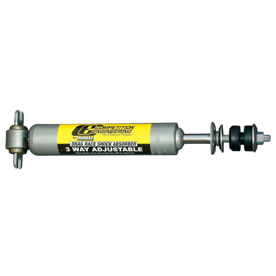 Competition Engineering Drag Monotube Shock - 9.00 in Compressed / 14.10 in Extended - 1.63 in OD - 3 Way Adjustable - Gray Paint - Front