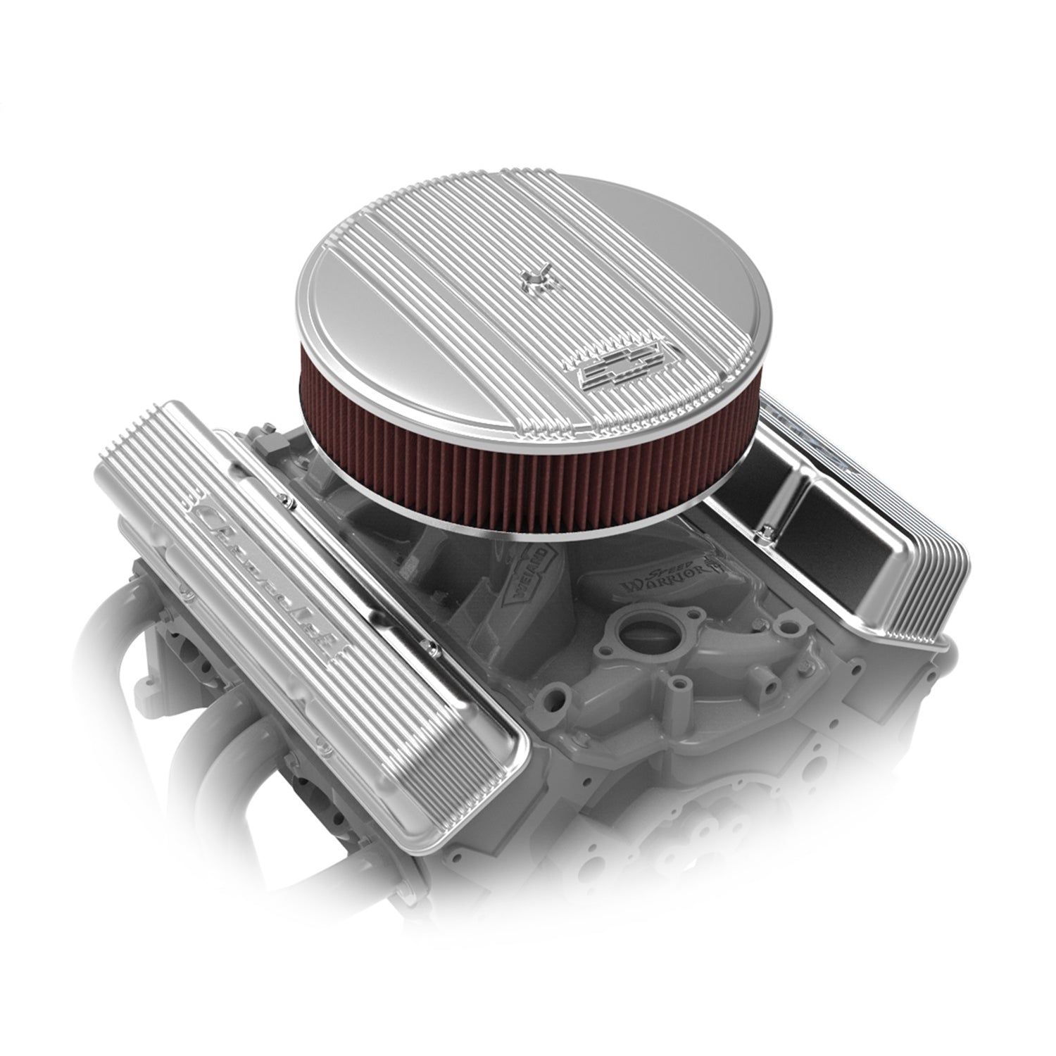 Holley 14" x 3" Air Cleaner Kit Holley GM Finned "Bowtie" Polished Finish w/Premium Filter