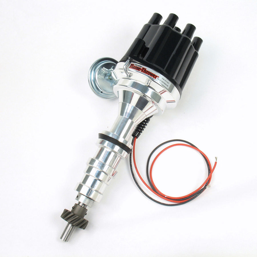 PerTronix Flame-Thrower Plug N Play Billet Distributor - Magnetic Pickup - Vacuum Advance - Socket Style - Black - Ford FE-Series D133700