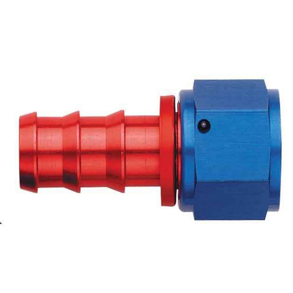 Aeroquip AQP Socketless 6 AN Hose Barb to 6 AN Female Straight Hose End - Blue / Red Anodized FBM1512