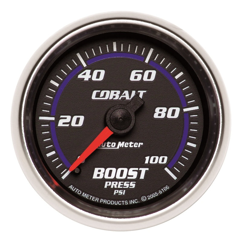 Auto Meter Cobalt 0-100 psi Boost Gauge - Mechanical - Analog - 2-1/16 in Diameter - Black Face