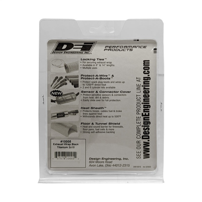 DEI Titanium Exhaust Wrap - 2 in Wide - 15 ft Roll - Woven Fiberglass - Carbon Fiber Look