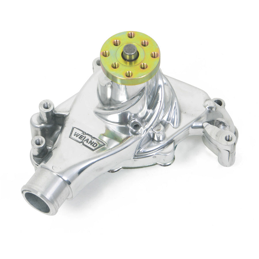 Weiand Action Plus Long Design Water Pump - 5/8 in Pilot - Polished - Small Block Chevy