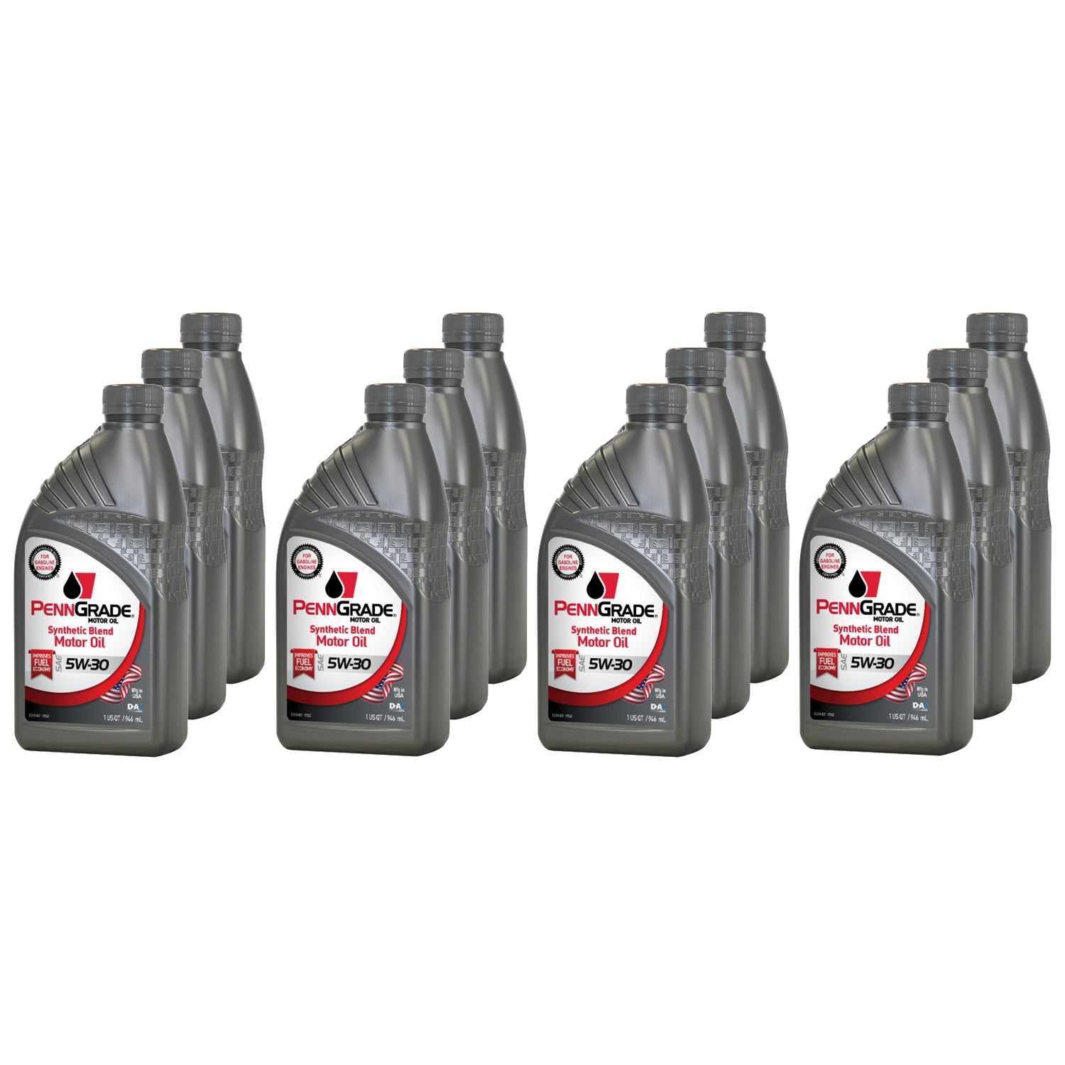 PennGrade Synthetic Blend Motor Oil - 5W30 - Semi-Synthetic - 1 qt Bottle - (Set of 12)