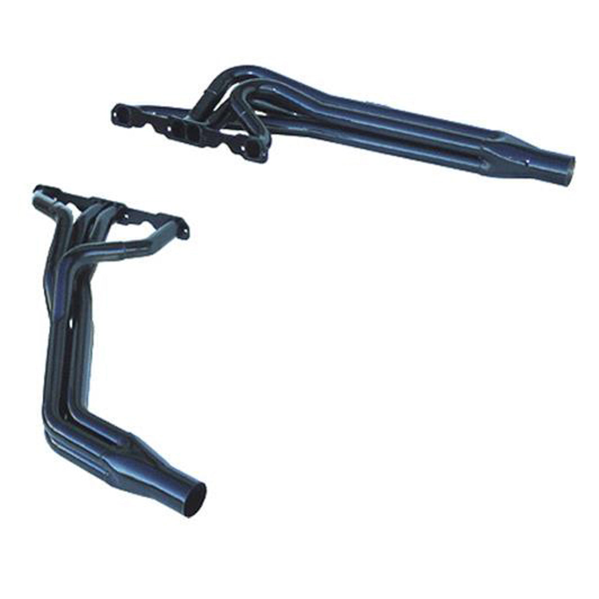 Schoenfeld Dirt Late Model Headers - 1-3/4 to 1-7/8 in Primary - 3-1/2 in Collector - Black - Small Block Chevy (Pair)