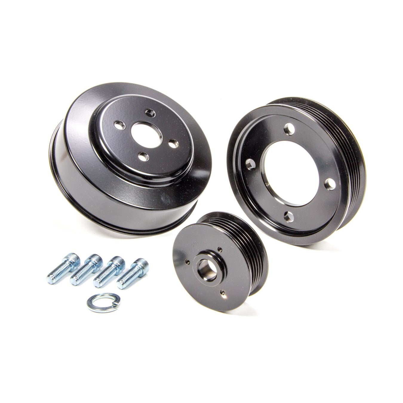 March Performance Performance Pulley Kit 6 Rib Serpentine Aluminum/Steel Black- Small Block Ford