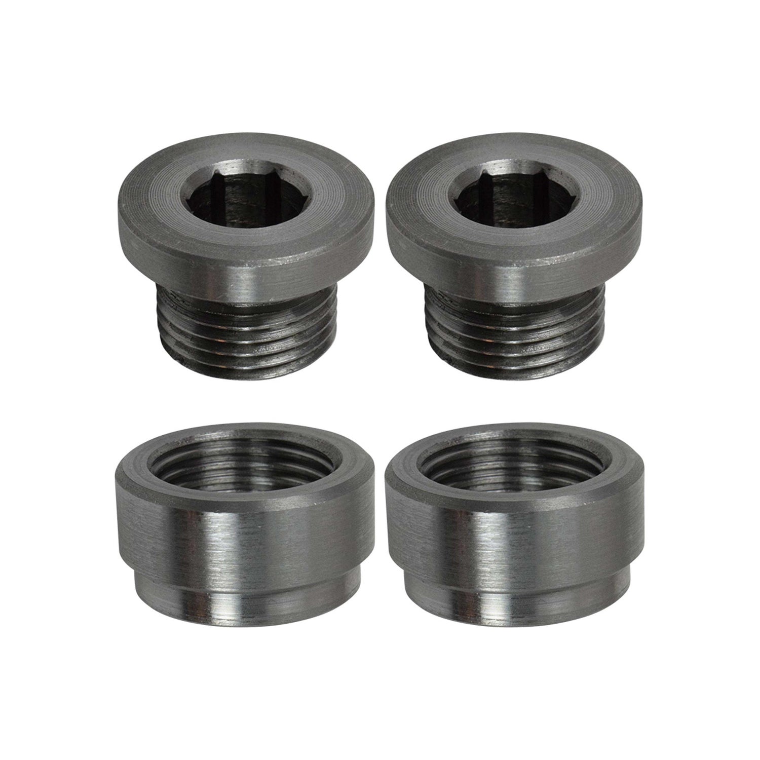 ICT Billet Straight Oxygen Sensor Bung - Weld-On - 18 mm x 1.5 Female Threads - Plugs Included - Steel
