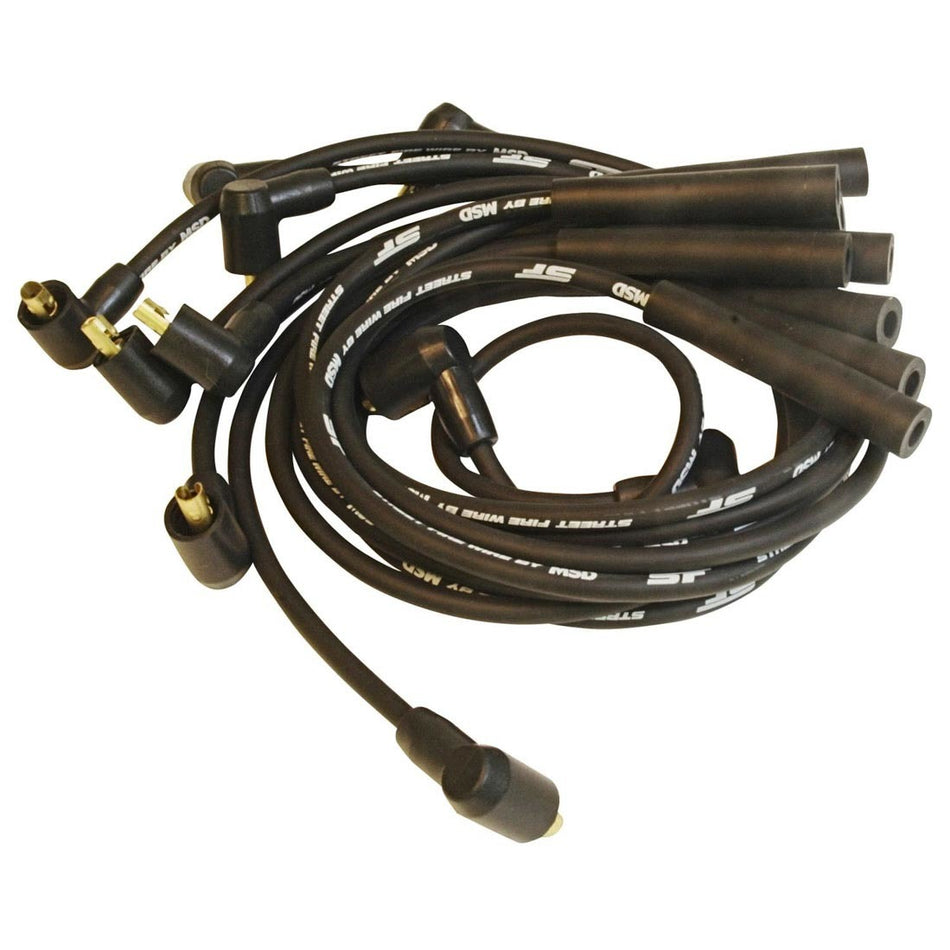 MSD Street Fire Spiral Core 8 mm Spark Plug Wire Set - Black - Factory Style Boots / Terminals - Small Block Ford 5543