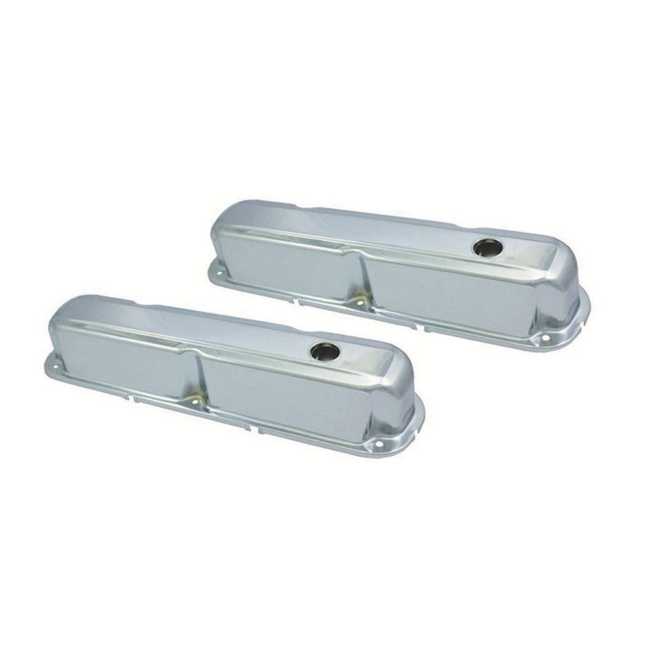 Specialty Products Valve Cover - Stock Height - Baffled - Breather Holes - Chrome - Small Block Mopar - Pair