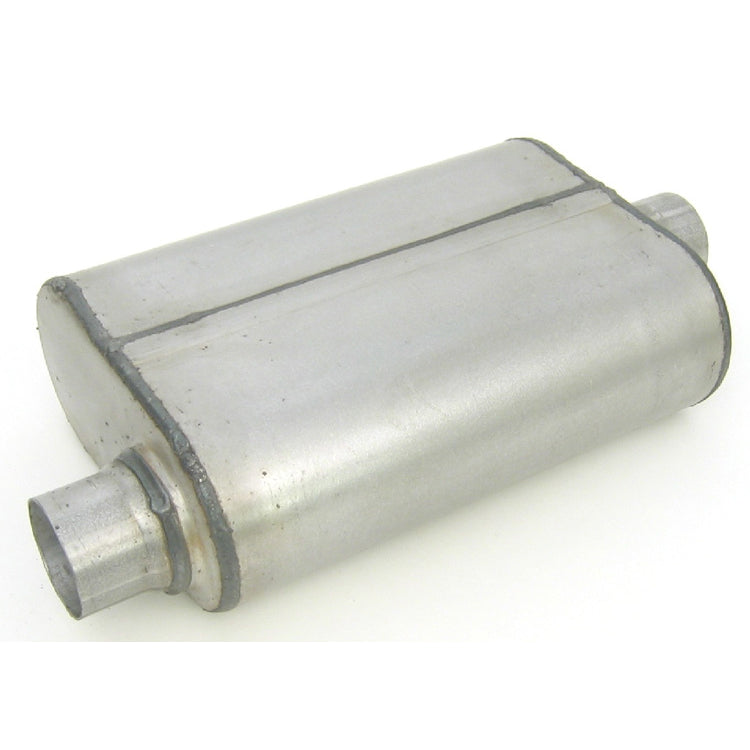Thrush Thrush Welded Muffler - 3 in Offset Inlet - 3 in Center Outlet - 13 x 4 x 9-1/2 x 6 in Oval Body - 19 in Long