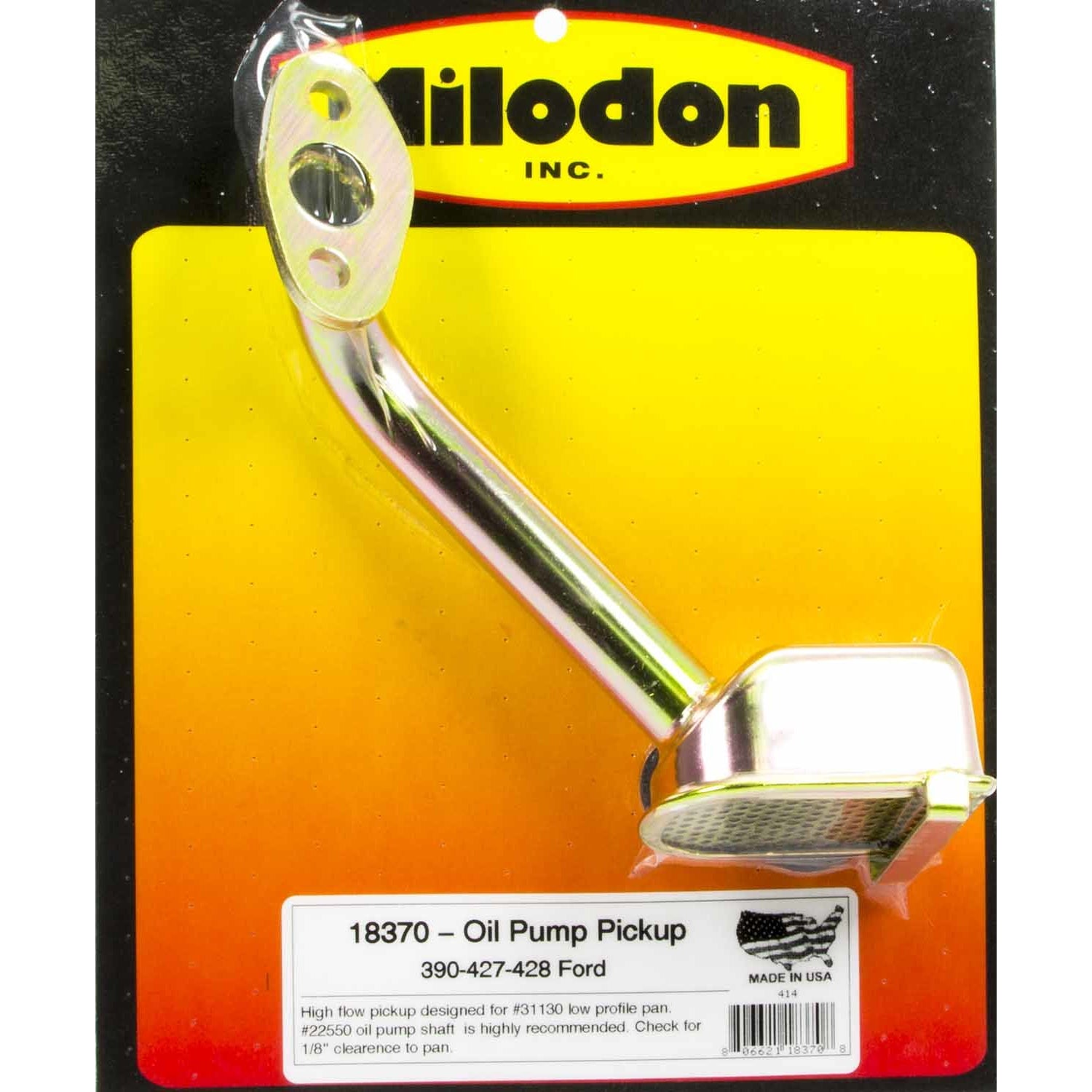 Milodon Street / Strip Bolt-On Oil Pump Pickup - 8 in Deep Pan - Ford FE-Series