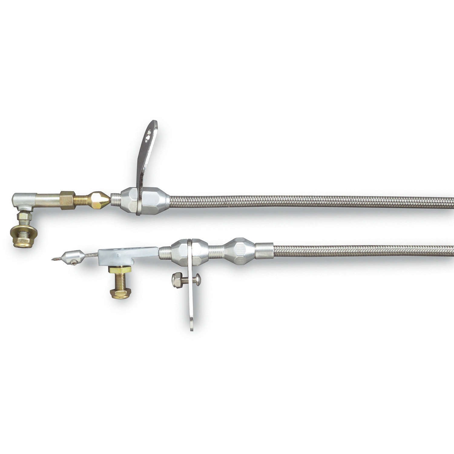 Lokar Hi-Tech Kickdown Cable - Adjustable Length - Braided Stainless Housing - Aluminum Fittings - Natural - Torqueflite 727