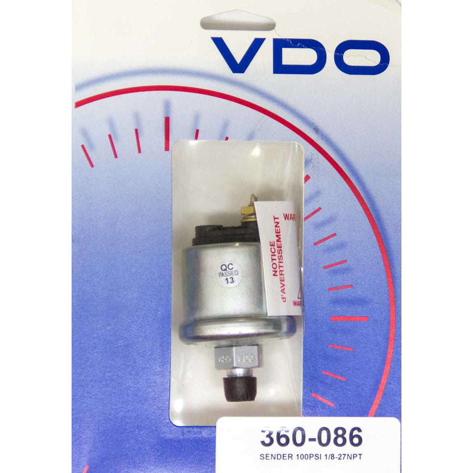 VDO Pressure Sender Electric 1/8" NPT Male 100 psi - Each