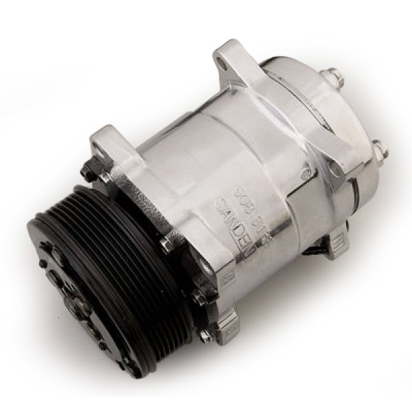 March Performance Sanden 508 Air Conditioning Compressor - Serpentine Pulley Included - Chrome
