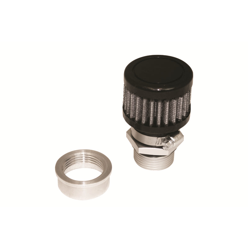 Moroso Weld-On Round Breather - 1 in Threaded Bung - Clamp-On Filter