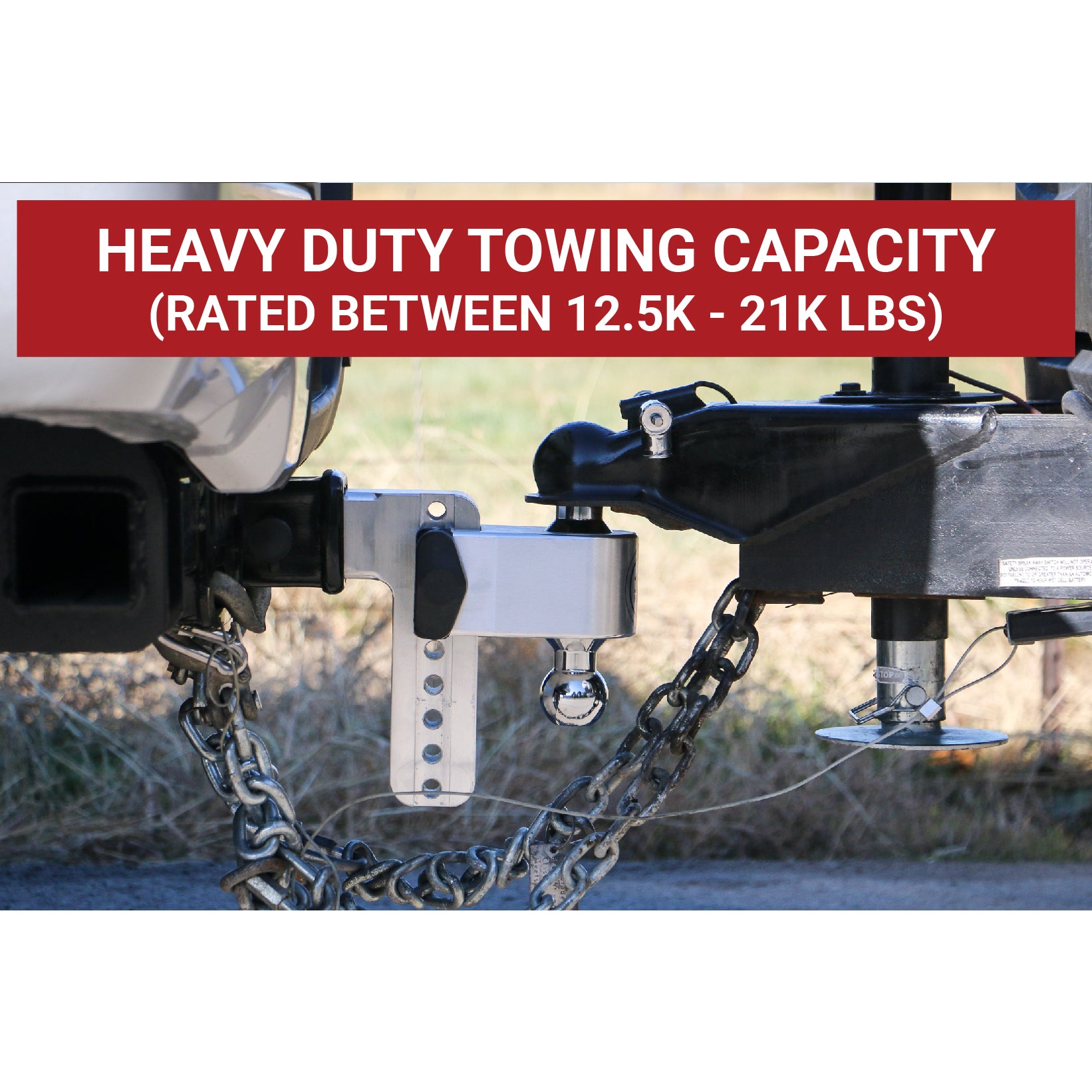 Weigh Safe Ball Mount Hitch - 2/2-5/16" Hitch - 8" Drop - 8000/12500 lb Capacity - Aluminum/Steel/Chrome