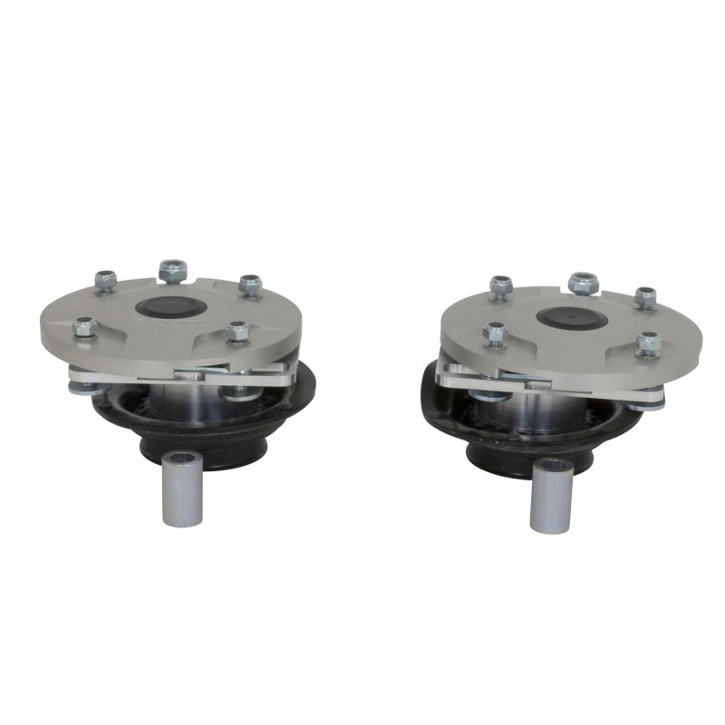 BBK Performance Strut Caster/Camber Plates Independent Caster/Camber Adjustment Aluminum Clear Anodize - Ford Mustang 2005-14