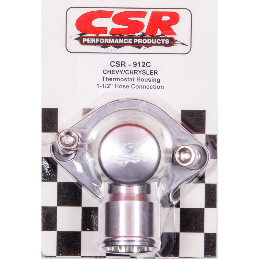 CSR Performance Billet Aluminum 360 Swivel Thermostat Housing - Clear (Silver) Anodized