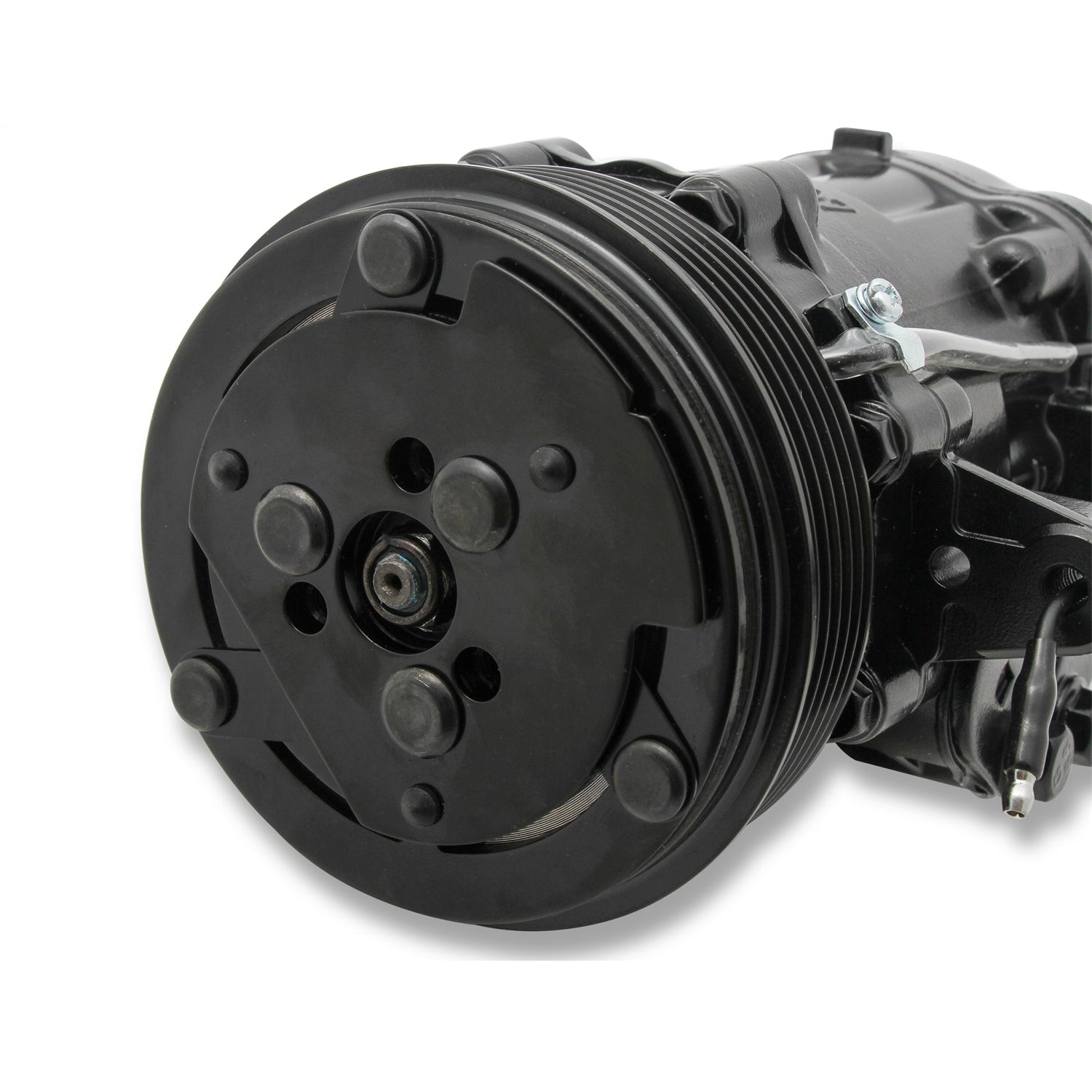 Holley SD7 Air Conditioning Compressor - Passenger Side Mount - Aluminum - Black - GM LS-Series
