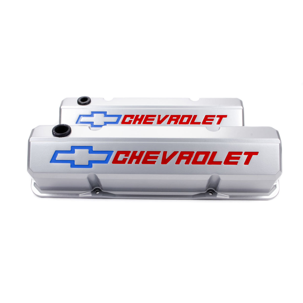 Proform Slant-Edge Valve Cover - Bow Tie Emblem - Metallic Gray