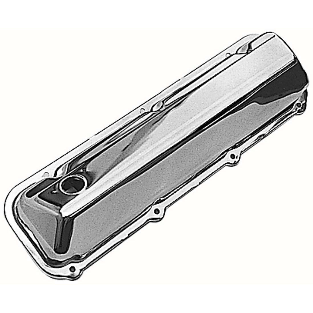 Trans-Dapt Valve Cover - Stock Height - Baffled - Breather Holes - Chrome - Big Block Ford - Pair