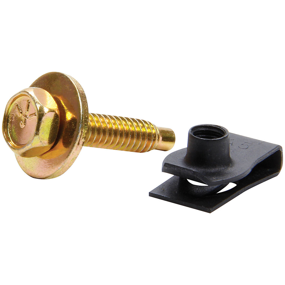 Allstar Performance Body Bolt Kit - Gold Bolts/Black Clips (10 Pack)