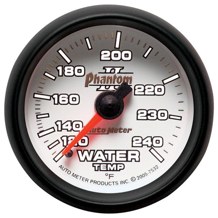 Auto Meter 2-1/16" Phantom II Water Temperature Gauge - 120-240°