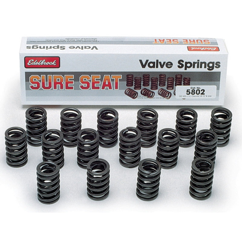 Edelbrock Sure Seat Single Spring Valve Spring - 1.150 in Coil Bind - 1.222 in OD - Small Block Chevy - Set of 16