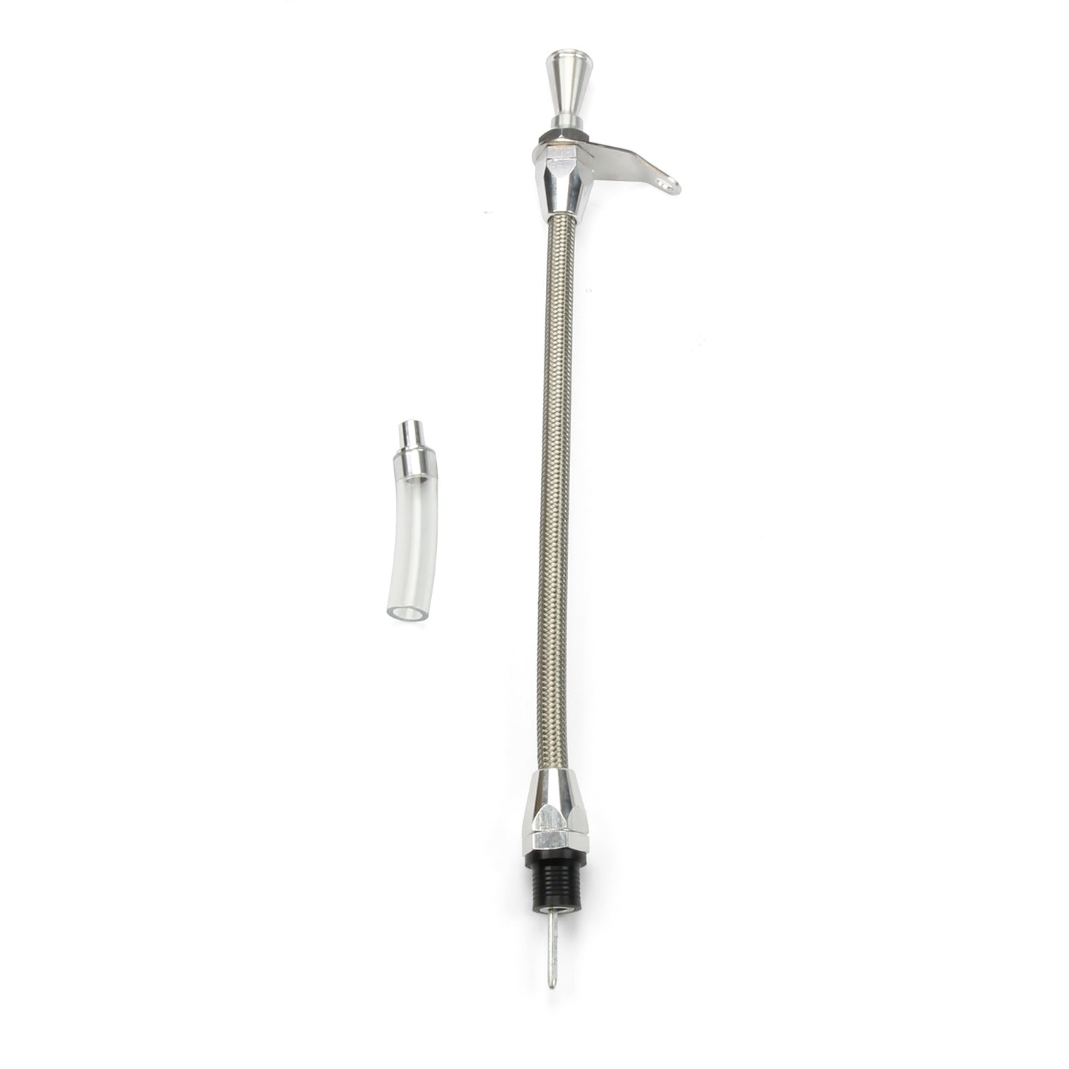Lokar Hi-Tech Transmission Dipstick - Transmission Mount - Flexible - Braided Stainless Housing - Aluminum - Natural - TH350