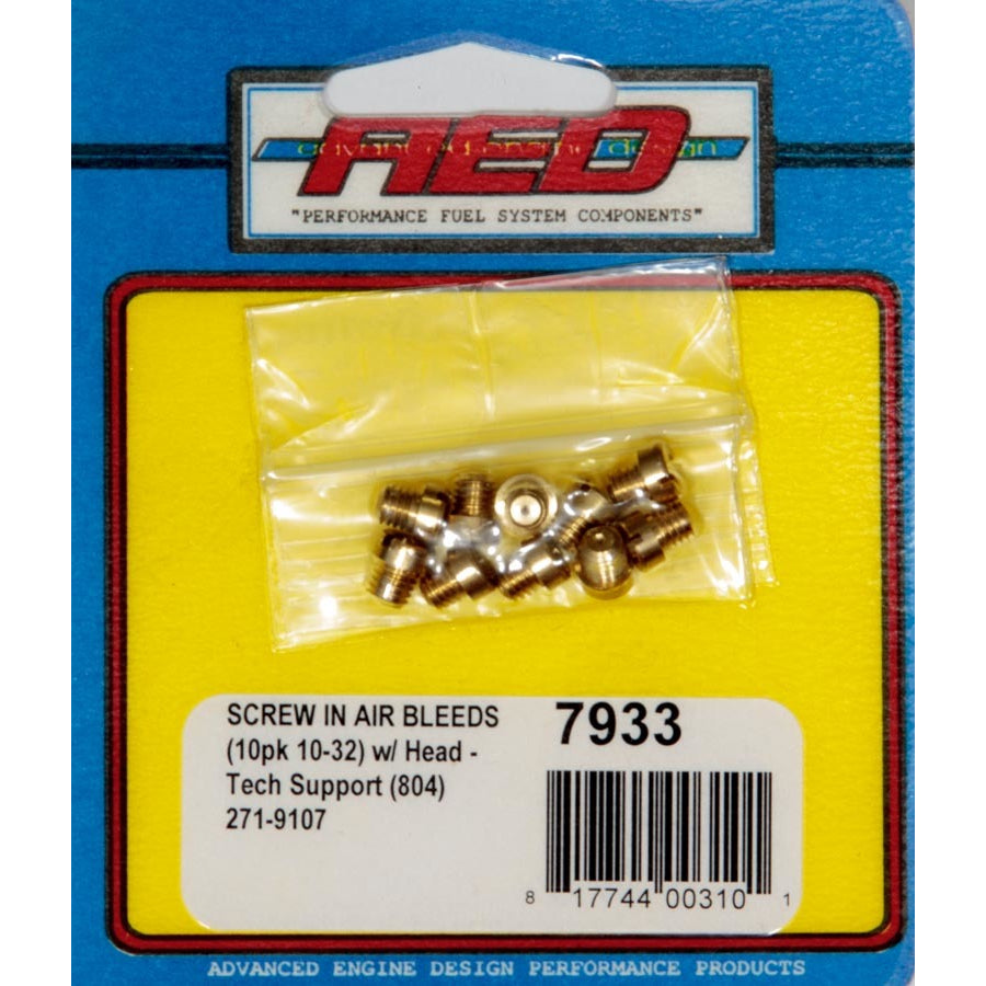 AED Performance Blank Carburetor Air Bleed 10-32 Threads Brass Holley Style Carburetors - Set of 10