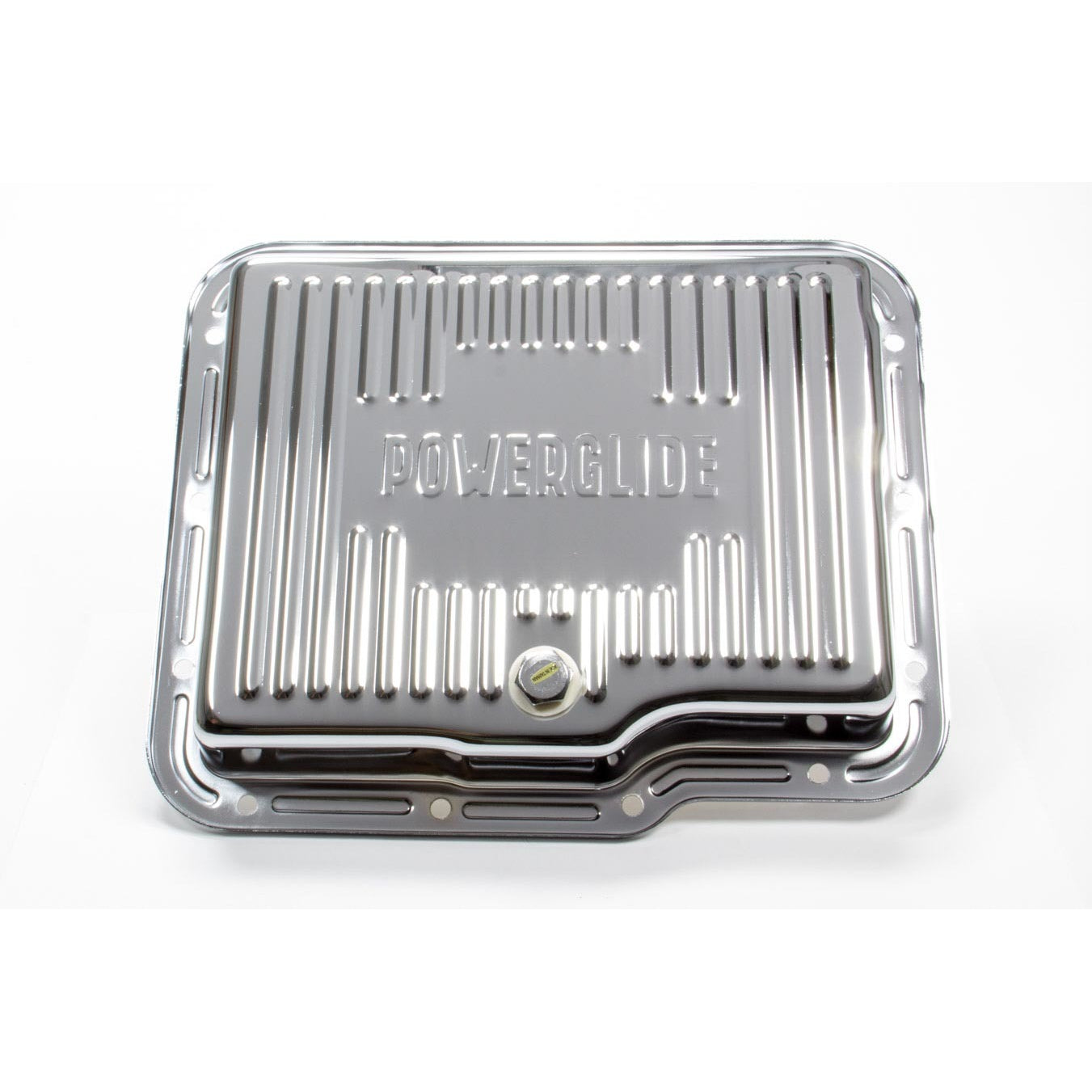 Racing Power Stock Depth Transmission Pan Finned Steel Chrome - Powerglide