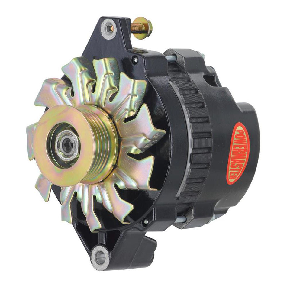 Powermaster Alternator - 140 amp - 12V/16V - 6-Rib Serpentine Pulley - Aluminum - Black Powder Coat - GM