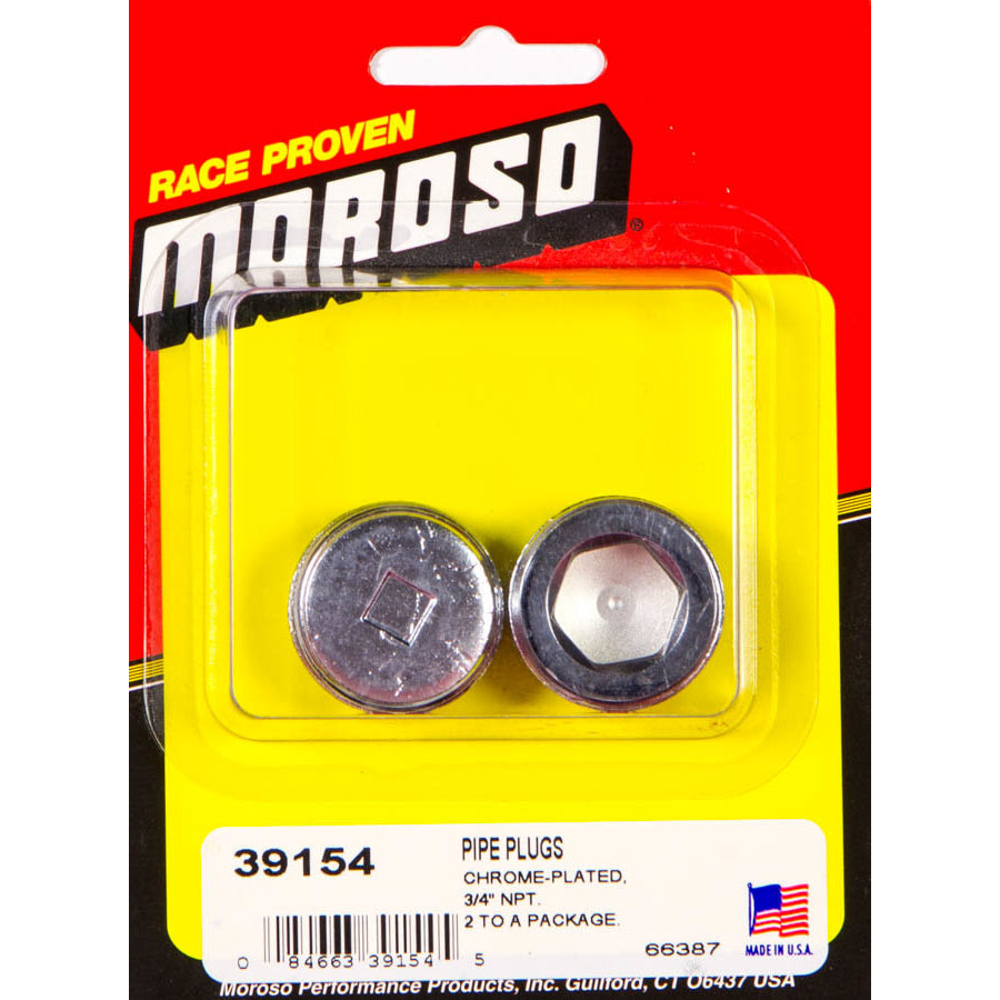 Moroso 3/4" NPT Chrome Pipe Plugs - (2 Pack)