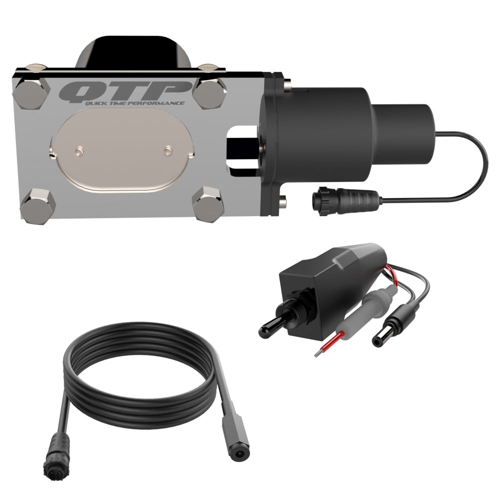 Quick Time Low Profile Oval Exhaust Cut-Out - Electric - Weld-On - Single - 2-1/4 to 3" Pipe Diamete - Aluminum/Stainless