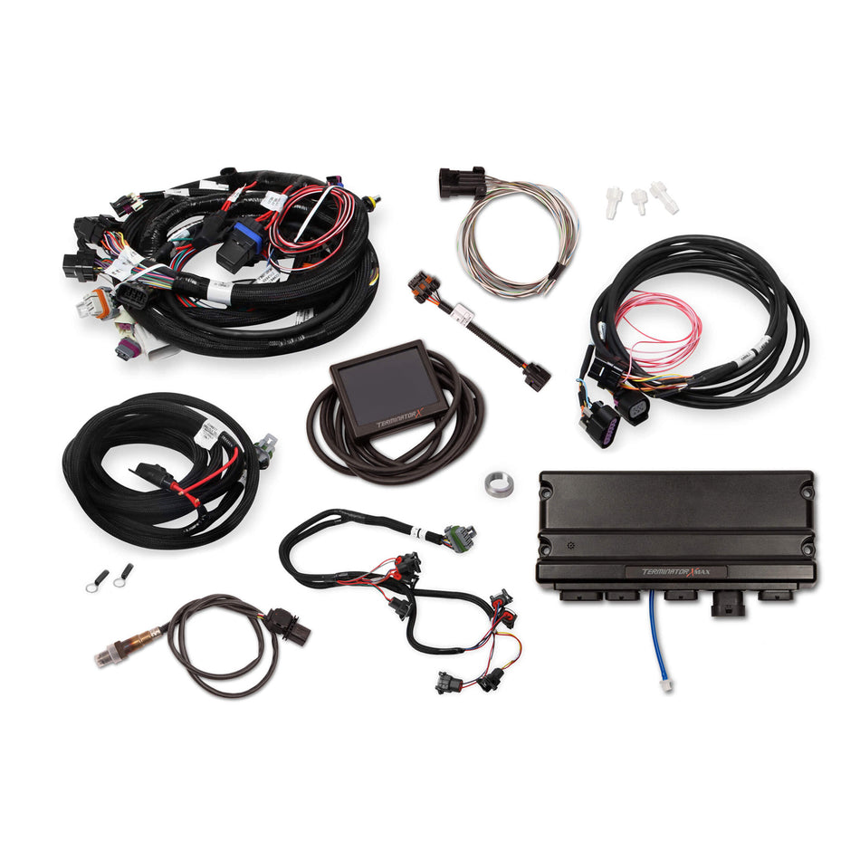 Holley EFI Terminator X Max Engine Control Module - 3.5" Touchscreen - Wiring Harness - Drive By Wire - Transmission Control - LS2/LS3